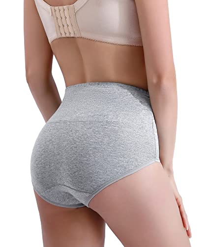 YOULEHE Women's High Waist Knickers Ladies Cotton Briefs Underwear Full Coverage Soft Breathable Panties Multipack (8 Pack-H01, M)