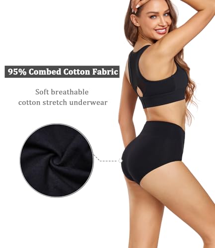 wirarpa Ladies Knickers Cotton Full Briefs High Waisted Underwear Panties for Women Multipack Size L