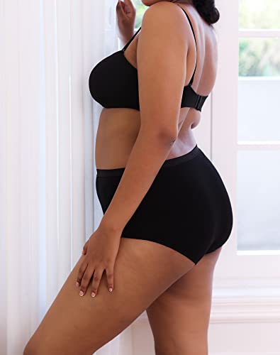 INNERSY Womens Underwear High Waist Knickers Big Cotton Pants Ladies Briefs Black Panties 5 Pack (26-28, Plain Black)