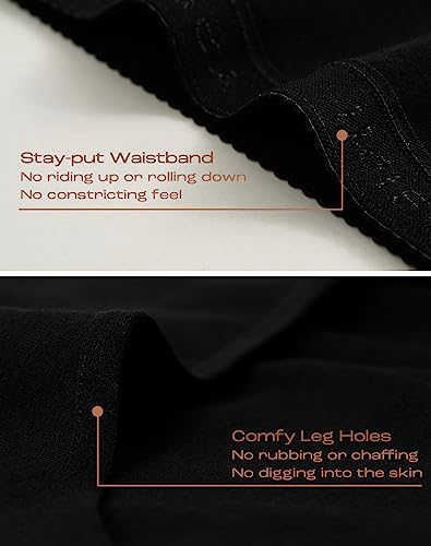 INNERSY Womens Underwear High Waist Knickers Big Cotton Pants Ladies Briefs Black Panties 5 Pack (26-28, Plain Black)