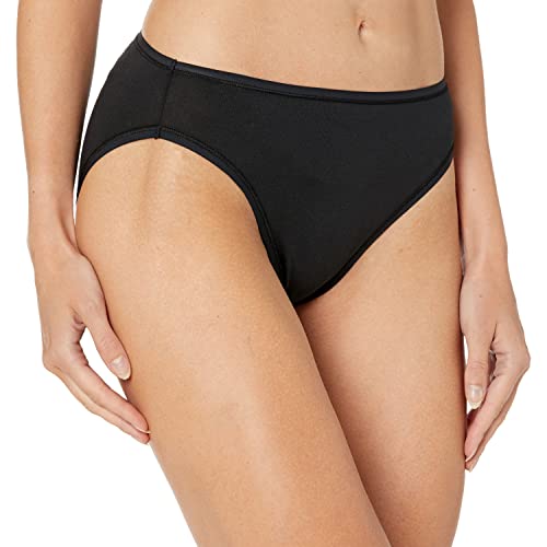 Amazon Essentials Women's Cotton High Leg Brief Underwear (Available in Plus Size), Pack of 6, Black, 18