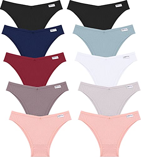FINETOO 10er Ladies Pants Sexy Lingerie Cotton Briefs Shorts Tangas Brazilian Knickers Soft Bikinis for Women Seamless Underwear Set Multipack