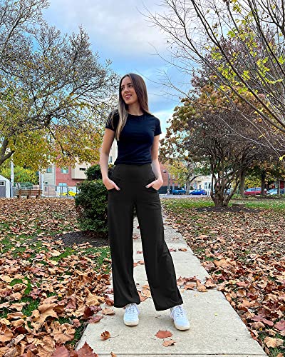 Promover Women's Activewear Trousers Straight Wide Leg with Pockets Yoga Pants Stretch Work Tracksuit Bottoms Gym Joggers Causal Tummy Control Lounge Pants Petite/Regular/Tall