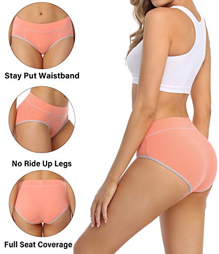 wirarpa Ladies Cotton Pants Underwear Mid Rise Knickers Stretch Briefs for Women Multicoloured 5 Pack M