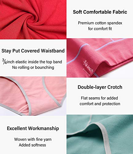 wirarpa Ladies Cotton Pants Underwear Mid Rise Knickers Stretch Briefs for Women Multicoloured 5 Pack M