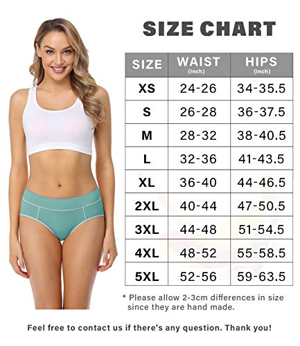 wirarpa Ladies Cotton Pants Underwear Mid Rise Knickers Stretch Briefs for Women Multicoloured 5 Pack M