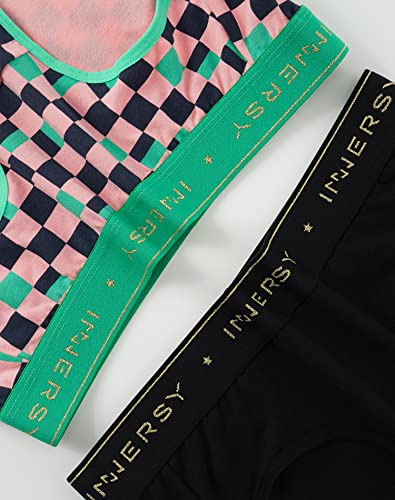 INNERSY Women's Knickers Stretch Cotton Ladies Underwear Comfy Sports Underpants Multipack 6 (12, Plaid Multicolor)