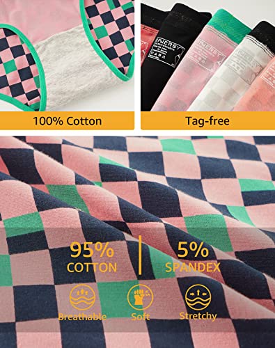 INNERSY Women's Knickers Stretch Cotton Ladies Underwear Comfy Sports Underpants Multipack 6 (12, Plaid Multicolor)