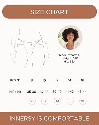 INNERSY Ladies Pants High Leg Sexy Underwear Midi Panties Cotton Knickers for Women Multipack 6 (10, 4 Plain/Dots/Checkered)