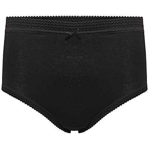 Daisy Dreamer 12 Pack Ladies Briefs Maxi, 100% Cotton Full Comfort Fit Underwear, Size 10-24 XXOS 18/20 (48-50"), Black
