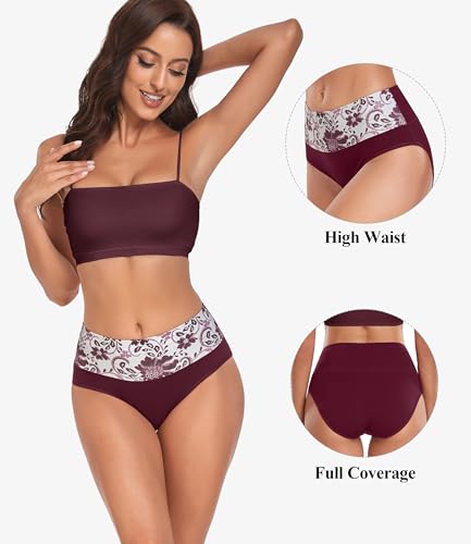 Lapulas Womens Underwear, Women's Cotton Knickers High Waisted Knickers for Women Stretchy Soft Ladies Underwear Full Briefs Women Multipack Pants (5 Pack)