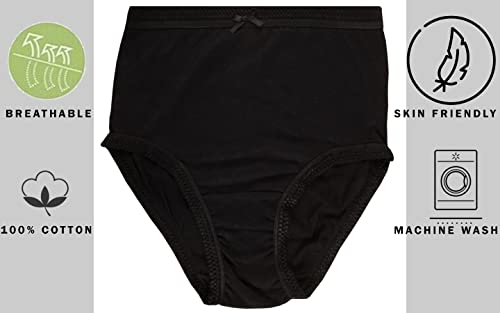 6 Pack Ladies Briefs Maxi, 100% Cotton Full Comfort Fit Underwear, Sizes 10-24 (XOS 16-18 (44-46"), Black)