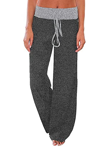 Famulily Women Comfy Plain Lounge Pants Trousers Sweatpants Dark Grey XL