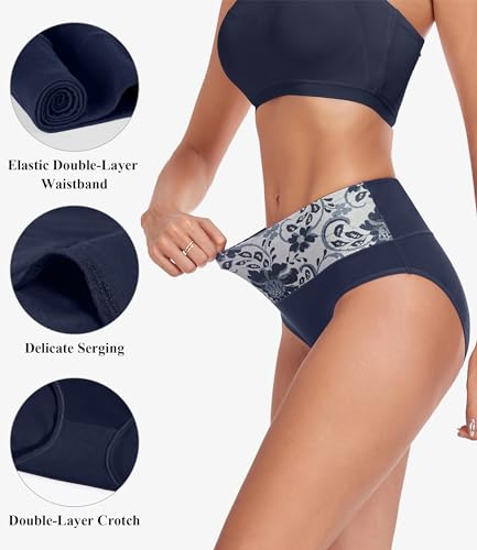 Lapulas Womens Underwear, Women's Cotton Knickers High Waisted Knickers for Women Stretchy Soft Ladies Underwear Full Briefs Women Multipack Pants (5 Pack)