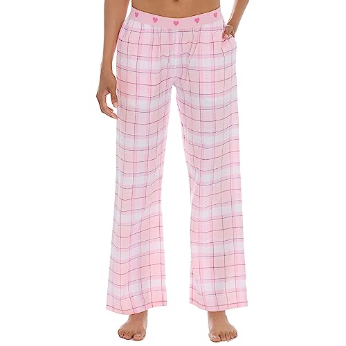 INSIGNIA Ladies Pyjamas Lounge Pants Check (2 PACK) (Pink -Lilac, L)