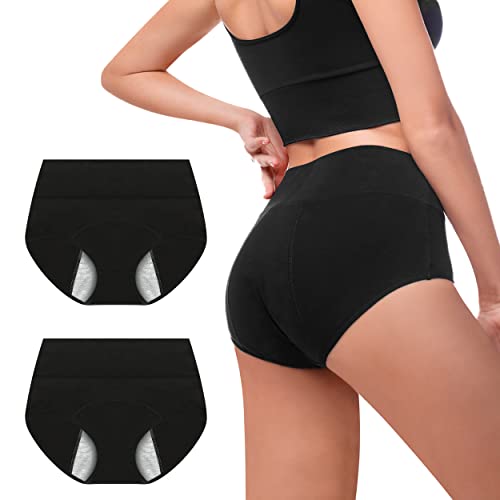 Walifrey Period Pants, Menstrual Underwear for Women, Cotton Knickers Multipack with Leakproof Crotch for Heavy Flow Extra Protection 2pack XL
