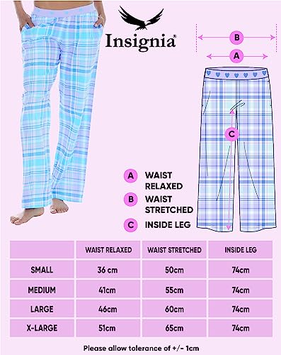 INSIGNIA Ladies Pyjamas Lounge Pants Check (2 PACK) (Pink -Lilac, L)