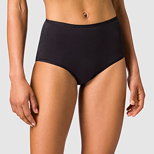 Iris & Lilly Women's Cotton High Waisted Knickers, Pack of 5, Black, 12