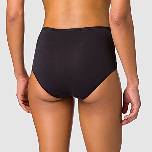 Iris & Lilly Women's Cotton High Waisted Knickers, Pack of 5, Black, 12