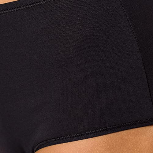 Iris & Lilly Women's Cotton High Waisted Knickers, Pack of 5, Black, 12