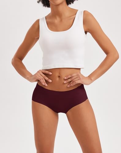 INNERSY No Vpl Knickers for Women Seamless Underwear Invisible Pants Ladies Briefs Multipack 3 (12, Pink/Burgundy/Black)