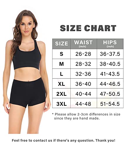 wirarpa Women's Boyshort Panties Ladies Safety Boxer Briefs Anti Chafing Cotton Underwear with 100% Cotton Crotch 4 Pack Black Size M