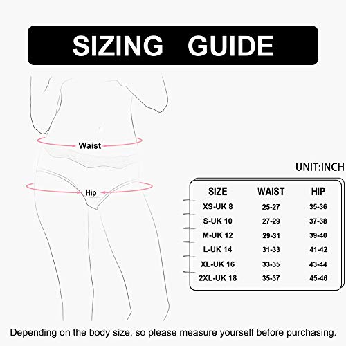 INNERSY Knickers Women Multipack Sweet Lace Trim Hipster Cotton Pants Pack of 6 (12, Black/Grey/White/Stripe)