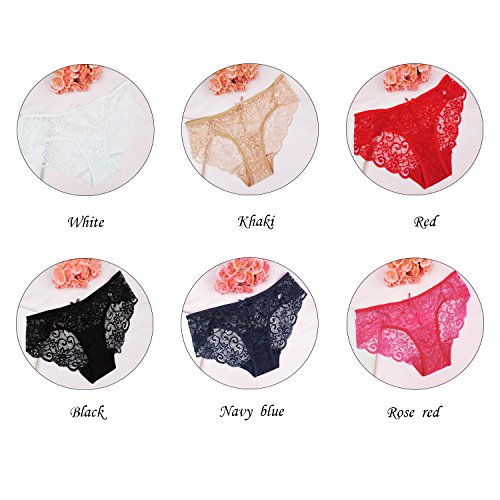Sunm Boutique Multipack Women Lace Briefs Ultra Thin Lace Panties Sexy Underwear Low Rise Soft Bikini (Multicoloured XL)