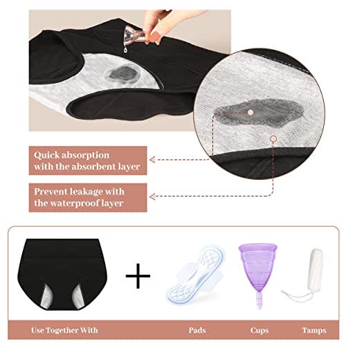 Walifrey Period Pants, Menstrual Underwear for Women, Cotton Knickers Multipack with Leakproof Crotch for Heavy Flow Extra Protection 2pack XL