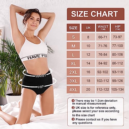 Walifrey Period Pants, Menstrual Underwear for Women, Cotton Knickers Multipack with Leakproof Crotch for Heavy Flow Extra Protection 2pack XL