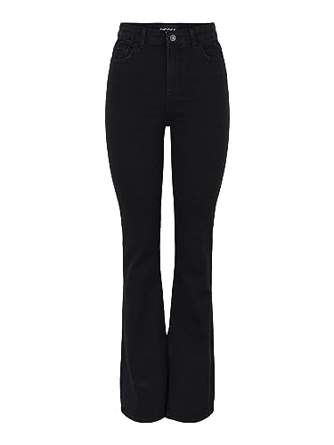 Pieces Women's Pcpeggy Flared Hw Bl-vi Noos Bc Jeans, Black, XL UK