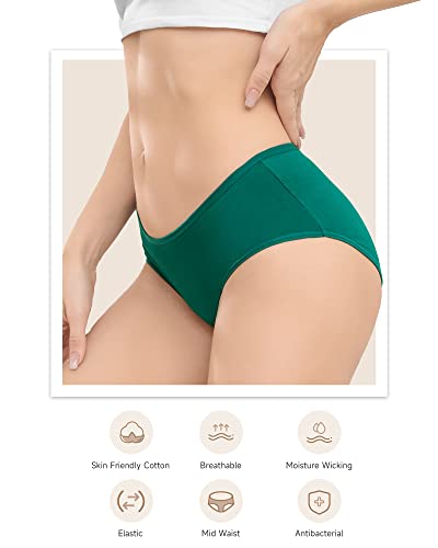 PULIOU Womens Underwear Multipack Knickers Ladies Pants Mid Rise Soft Cotton Panties Briefs Breathable Comfy Stretchy Basic pack of 6