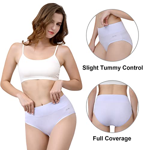 coskefy Underwear Women, High Waisted Cotton Knickers Ladies Full Briefs Stretchy Soft Panties Slight Tummy Control Pants (Pack of 5), L(UK 14)