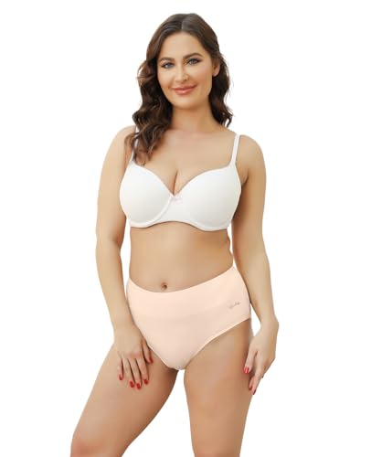 coskefy Underwear Women, High Waisted Cotton Knickers Ladies Full Briefs Stretchy Soft Panties Slight Tummy Control Pants (Pack of 5), L(UK 14)
