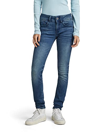 G-STAR RAW Women's Lynn Mid Waist Skinny Jeans, Blue (medium aged 60885-6550-071), 34W / 32L