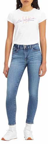 Levi's Women's 711 Double Button Jeans, Blue Wave Mid, 29W / 32L