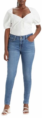 Levi's Women's 711 Double Button Jeans, Blue Wave Mid, 29W / 32L