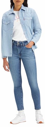 Levi's Women's 711 Double Button Jeans, Blue Wave Mid, 29W / 32L