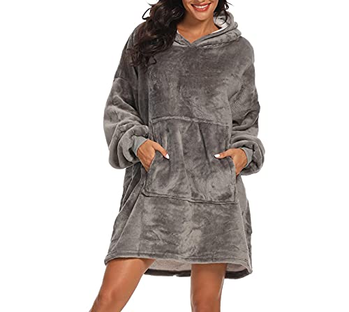Vecys Oversized Baggy Hoodie Sweatshirt Blanket, Super Soft Warm Comfortable Blanket Hoodie, One Size Fits Men, Women, Girls, Boys, Teens (Grey-Daily)