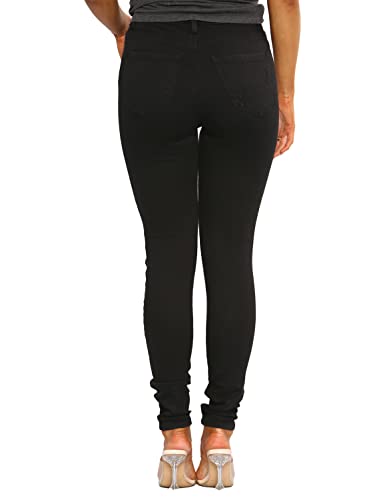 989Zé ENZO EZL417 Womens Jeans Skinny Stretch Ripped Trousers Ladies Denim Slim Fit Pants with Rips Waist Sizes UK 8-20 (18, Black)