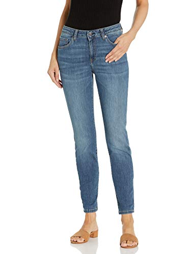 Amazon Essentials Women's Mid-Rise Curvy Skinny Jean, Medium Wash, 14