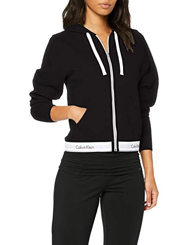 Calvin Klein - Women's Lounge Zip Up Hoodie - Modern Cotton Line - Black - M - CK Women's Loungewear - Signature Elasticated Hem - Cotton, Polyester