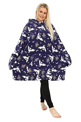 HARRY POTTER Hedwig Take Me Back To Hogwarts Ladies Hoodie, Oversized Fleece Blanket Hoodie Blue