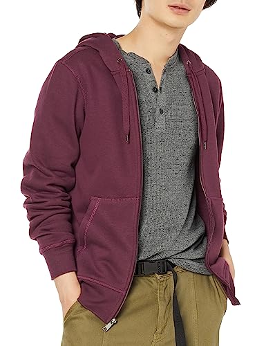 Amazon Essentials Men's Full-Zip Hooded Fleece Sweatshirt (Available in Big & Tall), Burgundy, L