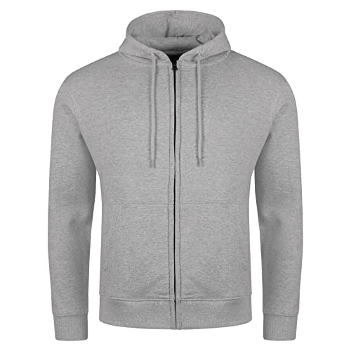Adults Unisex Mens Ladies Full Zip Hoodies Womens Fleece Sweatshirt Plain Top (Grey, Medium)