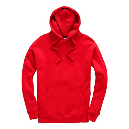 New Spirit Original Mens, Womens Unisex Soft Fleece Hoodie - Drawstrings and Pouch Pocket - Comfy, Cozy Hooded Sweatshirt - Perfect for Casual, Work Wear, Gym - 80% Cotton 20% Polyester RED S