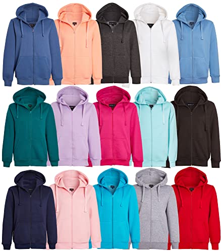 Imporio 11® Women Ladies Plain Oversized Hoodie Top With Zip Hoodies Sweatshirt Top Jumper Fleece Jacket Hoodies UK 8-20 (L UK 14-16, Sky Blue)