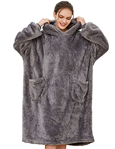 Tuopuda Oversized Hoodie Womens Hoodie With Pockets Super Soft Warm Comfortable Sweatshirt for Women Men Teens(Grey)