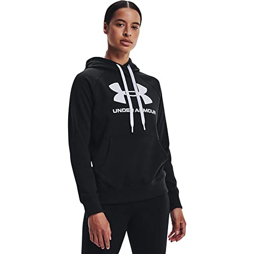 Under Armour Women's Rival Fleece Logo Hoodie, Black White White (001), M UK