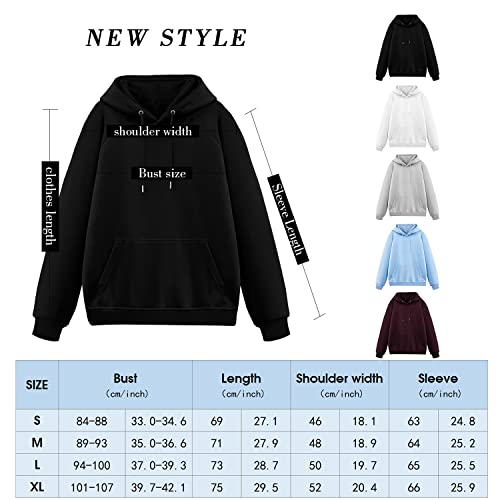 Xnova Hoodies for Women Plain Hoodie Sweatshirt Winter Long Sleeve Pullover Tops Comfort Warm Ladies Hoodies with Pockets Jumper Hoodies Sexy Black M